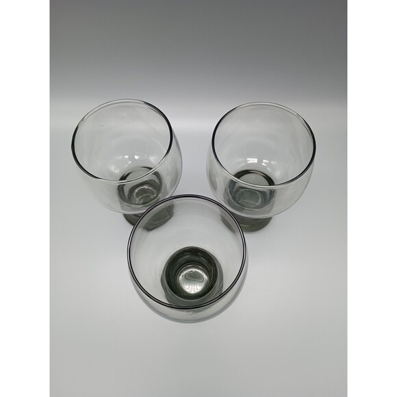 VTG Set Of 3 LIBBEY Smoke Color Roly Poly Tumblers Glasses 5.5” Tall MCM - Picture 3 of 4